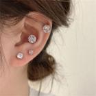 Set Of 4: Rhinestone Magnetic Earring Set Of 4 - Silver - One Size
