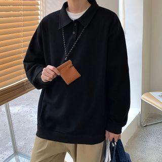 Plain Oversized Polo Sweatshirt