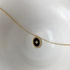 925 Sterling Silver Rhinestone Agate Pendant Necklace Black & Gold - One Size