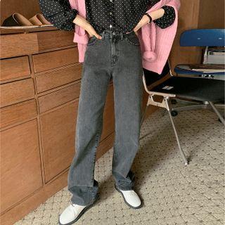 [more Jean] Washed Straight-leg Jeans