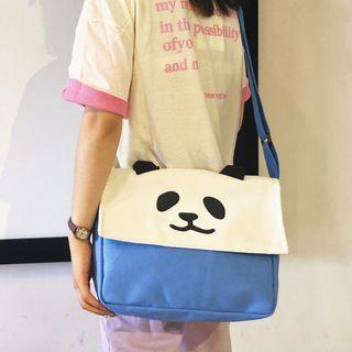 Panda Print Canvas Messenger Bag