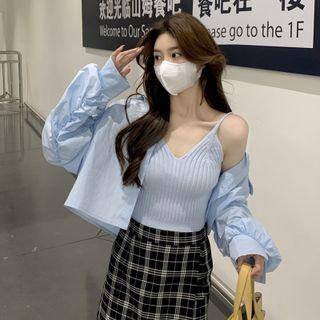 Ribbed Camisole Top / Puff-sleeve Shirt