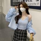 Ribbed Camisole Top / Puff-sleeve Shirt