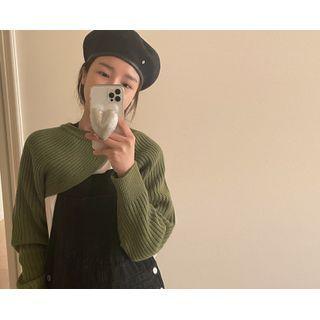 Asymmetric Rib-knit Bolero