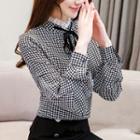 Long-sleeve Houndstooth Blouse