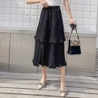 Dotted High-waist Midi Tiered Skirt