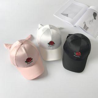 Rose Embroidery Bow-accent Baseball Cap