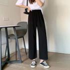 Plain Wide-leg Sweatpants Black - One Size