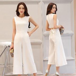 Sleeveless Cropped Wide-leg Jumpsuit