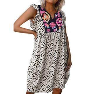 Sleeveless Leopard Print Shift Dress