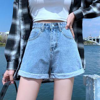 Mid Waist Denim Shorts