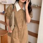 Puff-sleeve Midi Shift Shirtdress