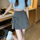 High-waist Bow Accent A-line Mini Skirt