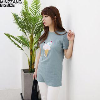 Crew-neck Icecream-sequined T-shirt