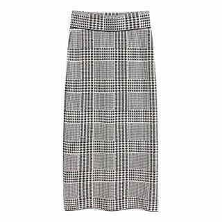 Plaid Midi Straight-fit Knit Skirt