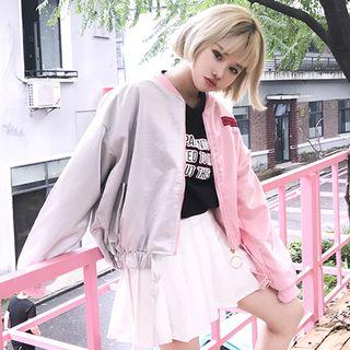 Applique Two Tone Zip Jacket