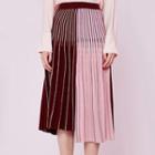 Color Block Midi Knit Skirt