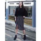 Wrap-front Striped Skirt