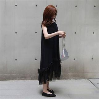 Sleeveless Frilled Tulle-hem Dress