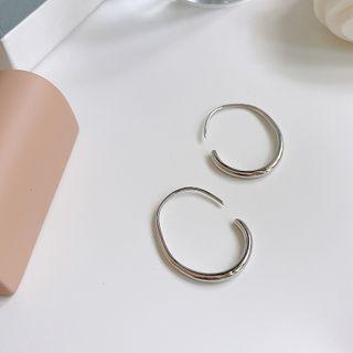 925 Sterling Hoop Earring E344 - Silver - One Size