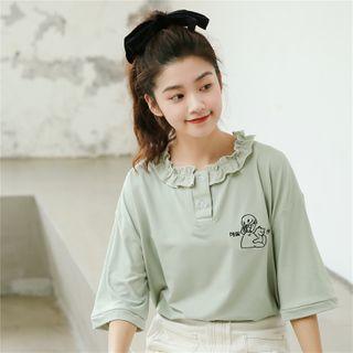 Agaric Laces Embroider Short-sleeved Top