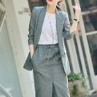 3/4-sleeve Single-breasted Blazer / Midi Fitted Skirt / Set