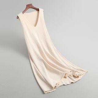 V-neck Knit Midi Jumper Dress