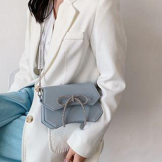 Rhinestone Bow Plain Chain Crossbody Bag