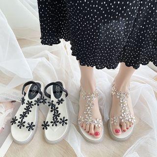 Rhinestone Flower Pvc Strap Sandals