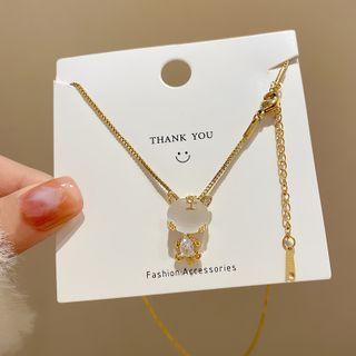 Gemstone Tiger Necklace X832 - Gold - One Size