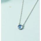 Moonstone Pendant Alloy Necklace Blue & Silver - One Size