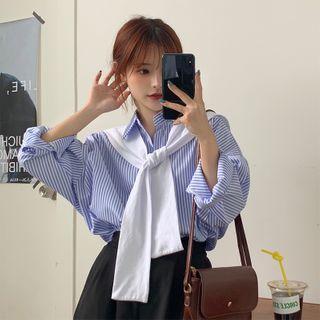 Shawl Applique Striped Shirt
