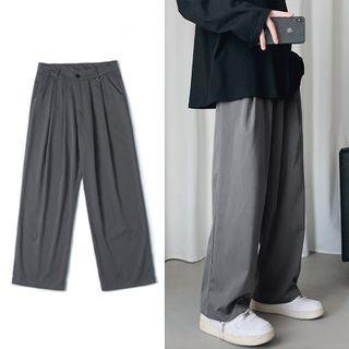 Plain Straight Cut Wide Leg Pants