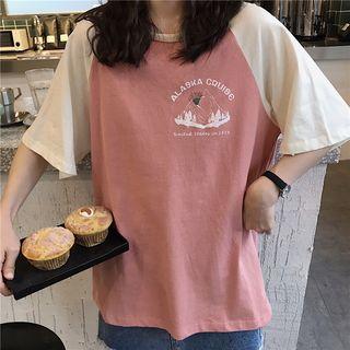 Raglan-sleeve Short Sleeve Printed T-shirt