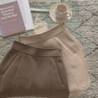 Seam-trim Woolen Mini A-line Skirt