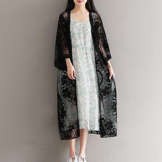 Lace 3/4 Sleeve Long Light Jacket