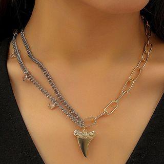 Asymmetrical Chain Necklace 01 - Gold & Silver - One Size