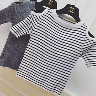 Short Sleeve Cold Shoulder Knit Top