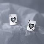Poker Card Pendant Sterling Silver Earring 1 Pair - Silver - One Size