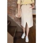 Zip-front Cutout-hem A-line Skirt