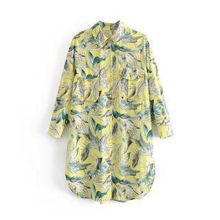 Leaf Print Shirt Dress