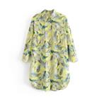 Leaf Print Shirt Dress