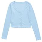 Long-sleeve Button-up V-neck Top