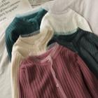 Mesh-trim Button-down Knit Top In 7 Colors