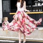 Floral Print Maxi Flared Skirt