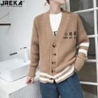 Loose-fit Embroidered Knit Cardigan