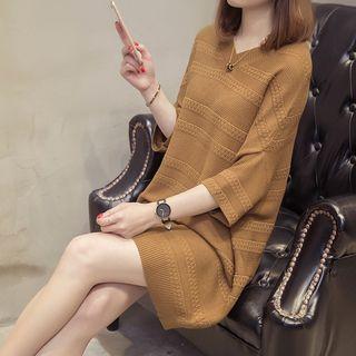 V-neck 3/4-sleeve Long Sweater