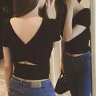 Cut Out Back Short-sleeve Knit Top