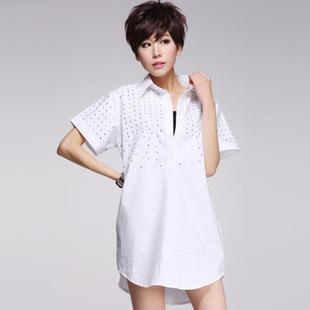 Short-sleeve Rhinestone Shirt