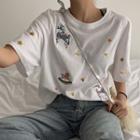 Short-sleeve Horse Embroidered T-shirt